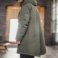 Veste Homme Maden M-51 Parka à Capuche Rétro Style Workwear avec Ourlet Queue de Poisson, Manteau en Duvet Grande Taille Longue Fermeture Éclair Hiver Chaud Prêt à Expédier