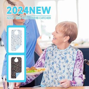 Washable <strong>Adult</strong> <strong>Bibs</strong> Reusable Waterproof Clothing Protector for Elderly Patients and Nursing Home Care - Product Image 2