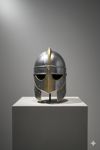 Nouveau casque de cheval médiéval en acier doux de calibre 18, finition polie, en acier doux de calibre 18, finition polie avec cotte de mailles - Product Image 2