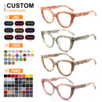 Gafas de acetato con diseño de ojo de gato inspiradas en diseñadores, con patrones coloridos, montura completa, gafas graduadas para mujer, de fábrica.