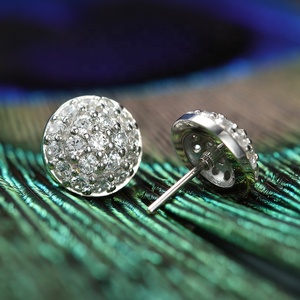 Giometal Customization 14K Solid White Gold Dazzling Pave Top <span class=keywords><strong>Piercing</strong></span> Boucles d'oreilles sans fil Daith Helix Body Jewelry Wholesale - Product Image 5