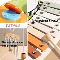 6 in 1 Montessori Wooden Musical Instruments Drum Play Kit Multi-function Wood Percussion Instruments Music Table Musical Toy