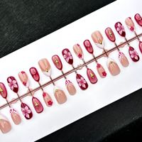 Ongles à presser Berry Red French Drip Gel Fishtail, style européen et américain, haute qualité, courts, pour e-commerce transfrontalier
