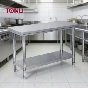 Tavolo da Lavoro in Acciaio Inox 201 per Cucina Commerciale e Catering, Vendita all'Ingrosso a Prezzi Convenienti - Product Image 2