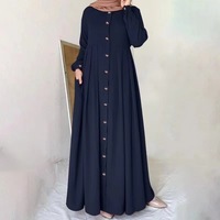 Nouvelles robes musulmanes pour femmes, Abaya Dubaï, Turquie, Hijab, robe maxi, robe longue à manches longues, robe boutonnée, vêtements islamiques, Kaftan Femme