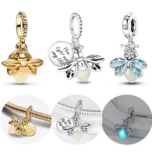 Oferta Especial: Abalorios de Zirconia Cristiana de Plata 925 con Diseño de Luciérnagas Brillantes, Compatibles con Pulseras y Collares Originales de 3mm, Joyería Fina DIY para Mujer - Product Image 1
