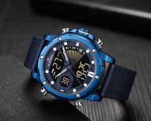 Reloj <span class=keywords><strong>Naviforce</strong></span> <span class=keywords><strong>9172</strong></span> para hombres, reloj de pulsera de cuarzo de cuero, reloj Digital LCD para hombres, relojes deportivos, reloj Masculino - Product Image 3