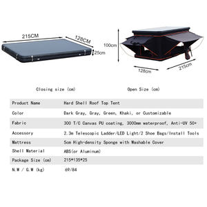 Installation rapide imperméable côté ouvert à clapet ABS coque dure tente de toit 3-4 personnes tente de toit pour 4x4 <span class=keywords><strong>Camping</strong></span> tout-terrain - Product Image 6