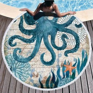 Oversize Vintage Art decoro Ocean Series in microfibra con frange rotondo telo mare assorbente arazzi mediazione Yoga Mat - Product Image 1