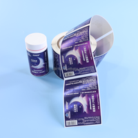 Étiquette personnalisée en vinyle PVC découpée sur mesure, imperméable, sensible à la chaleur, impression de logo pour pilules, emballage enroulé avec estampage UV pour médicaments, toutes tailles