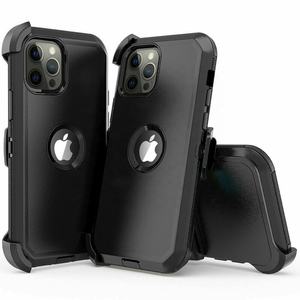 Pour <span class=keywords><strong>iPhone</strong></span> 12 Pro, étui de protection pour téléphone portable avec béquille, clip de <span class=keywords><strong>ceinture</strong></span> à 360 degrés et protection d'écran intégrée - Product Image 2