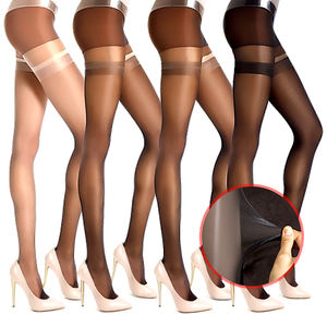 Collants sexy super élastiques sans couture, transparents, brillants, effet huileux, avec motif de patte de chat 3D, printemps été, collants transparents pour femmes - Product Image 1