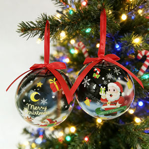 Breloque Père Noël en boule noire personnalisable - Ornement de Noël pour arbre de Noël, décoration festive pour la maison - Product Image 1