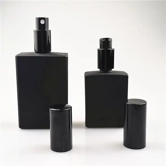 Grosir Botol Kaca Parfum Hitam Matte 50Ml 100Ml dengan Tutup Semprot