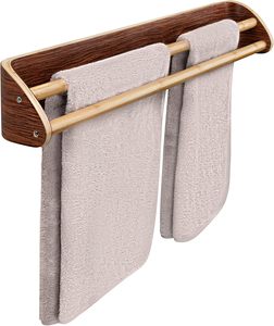 Porte-serviettes double en bois massif et <span class=keywords><strong>bambou</strong></span> Porte-serviettes double pour mur Porte-serviettes double pour salle de bain Tiges résistantes à <span class=keywords><strong>l</strong></span>'<span class=keywords><strong>eau</strong></span> - Product Image 1