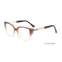 Gafas de Lujo con Montura de Cadena y Diseño Ojo de Gato, Ultraligeras, de Material Mixto TR+Acetato, Cómodas, para Prescripción Óptica