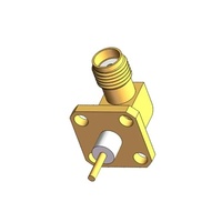 Conector Coaxial RF de Alto Rendimiento de 50 Ohmios, Conector Hembra SMA de Ángulo Recto con Montaje de Brida de 4 Orificios, Directo de Fábrica