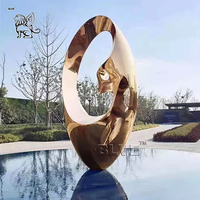 BLVE Grand Art Moderne Décoration Extérieure Statues De Jardin En Métal Poli En Acier Inoxydable Sculpture Abstraite