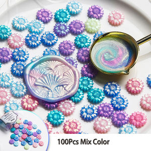 100 قطعة من حبيبات شمع الختم اللامعة بألوان قوس قزح، مسحوق ذهبي متعدد الألوان، حبيبات شمع ختم ملونة وبراقة - Product Image 5