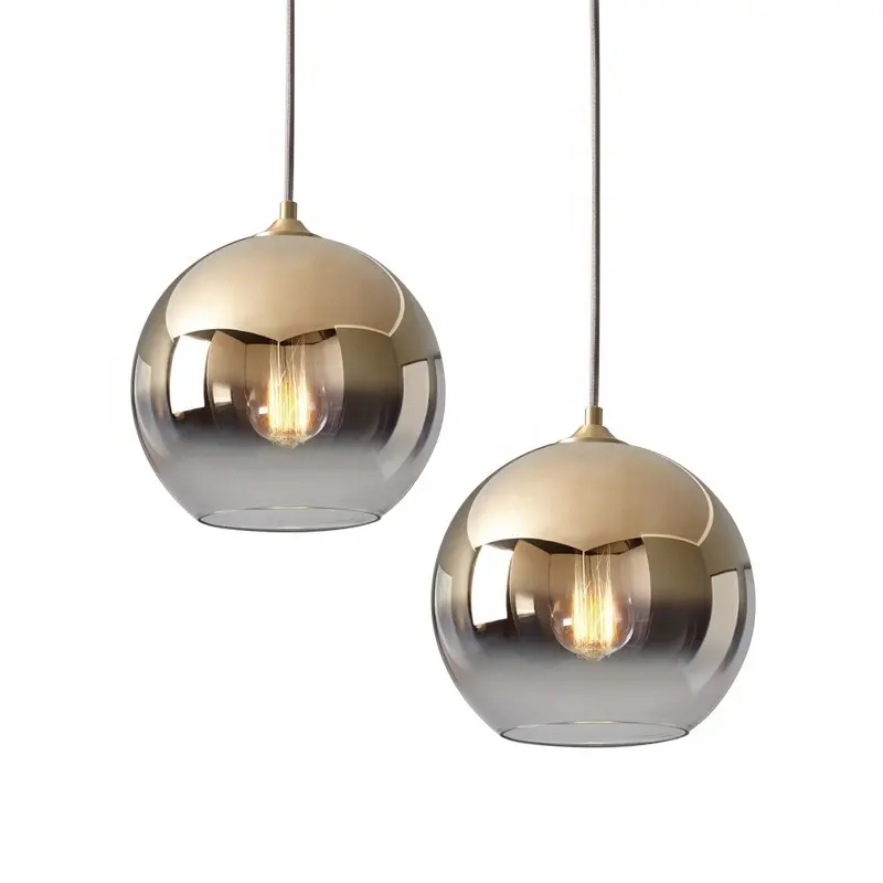 Simple minimalist silver glass ball hanging ceiling pendant lamp nordic modern bar chandelier led gold pendant lights