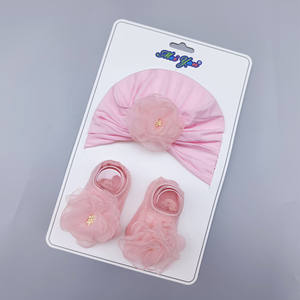 Sombrero de bebé recién nacido, bebé femenino Delgado, sombrero de puerta halógeno, bebé Princesa, <span class=keywords><strong>gorro</strong></span> recién nacido de una sola capa y juego de calcetines - Product Image 3