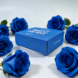 Scatole Regalo Blu Personalizzate, Scatole di Imballaggio in Carta Texturizzata per Cosmetici e Regali a Tema Cuore - Product Image 2