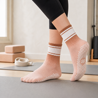 Chaussettes de Pilates personnalisées pour femmes, chaussettes de yoga en tricot antidérapantes avec grip en silicone, chaussettes de ballet respirantes en coton, chaussettes de fitness athlétiques avec grip
