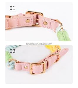 Corda in tessuto di cotone colorato collari morbidi per animali domestici guinzaglio forte e resistente al collare per cani guinzaglio - Product Image 3