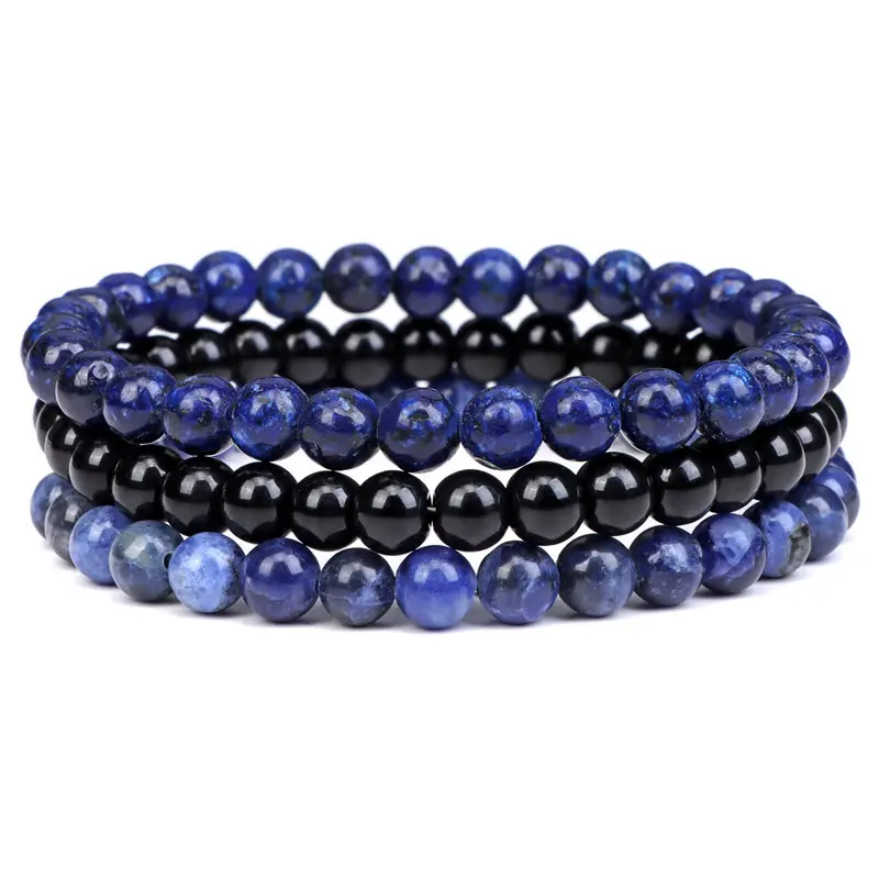 New 3Pcs/Set 7 Style 6mm Natural Stone Yoga Beaded Bracelet Beaded Bracelet For Men Friend Gift Charm Jewelry