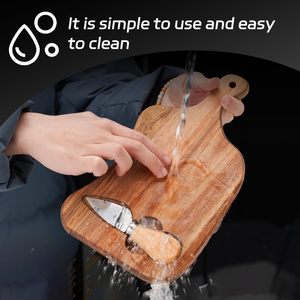 Tabla de cortar de madera de acacia con mango, forma de paleta, tabla para servir queso para uso en la cocina - Product Image 2