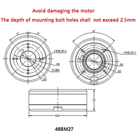 Moteur BLDC à arbre creux 48BM27 12-36V 1500RPM 0.49Nm pour applications médicales, LiDAR, articulations de robots, cardans et systèmes d'automatisation, et unités de contrôle
