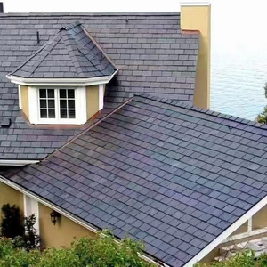 Natural Black <b>Slate</b> Stone Roof Tile Outdoor European Design Style with Split Surface Finishing - Product Image 3