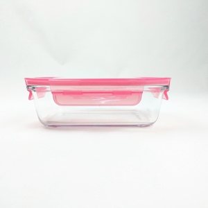 Écologique anti-Fuite <span class=keywords><strong>Micro</strong></span>-<span class=keywords><strong>ondable</strong></span> Rect Verre Alimentaire Gardien Boîte de Conteneur de Stockage Avec Pp Couvercle De Couleur - Product Image 4