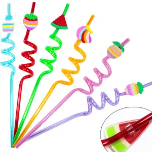 塑料吸管派对酒吧卡通创意游戏手柄装饰儿童宠物吸管