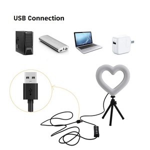 Luz de Escritorio Portátil con Clip en Forma de Corazón de 6 Pulgadas, Luz para Selfies, Tres Modos, Mini Anillo de Luz LED RGB en Forma de Corazón - Product Image 2
