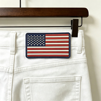 Écussons personnalisés en PVC souple, logo 3D, drapeau rectangulaire, drapeaux américains, étiquettes pour jeans, chapeaux, accessoires de vêtements à coudre, vente en gros OEM