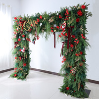 Arche de Noël artificielle style forêt en plastique avec aiguilles de pin 5D et fleurs pour la décoration de Noël