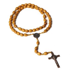 Hermoso Rosario Católico de Madera con Cuentas Ovaladas de 8 * 10 mm, Rosarios Personalizados, Perfectos para Regalos de Oración - Product Image 2
