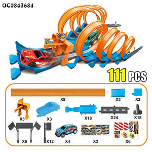 Juguete de Pista de Rieles para Armar 652-M9, 111 Piezas, <span class=keywords><strong>Coche</strong></span> Eléctrico de Riel con Catapulta de Gran Alcance, con Luces y Música - Product Image 3