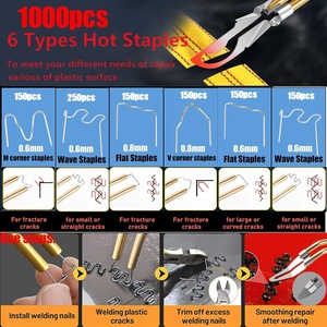 Kit de soudage <span class=keywords><strong>plastique</strong></span> amélioré 220W, pistolet à souder à chaud, <span class=keywords><strong>agrafeuse</strong></span>, 1000 pièces de tiges de soudage pour plastiques ABS/PE/PP/PA/PVC, nouveau <span class=keywords><strong>pare</strong></span>-chocs de voiture - Product Image 5