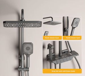Ensemble de douche de pluie thermostatique moderne mitigeur bain-douche pommeau de douche robinet de pluie robinet de salle de bain mural douche - Product Image 3