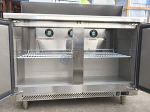 Commercial 60 "salade compteur refroidisseur Style américain en acier inoxydable 2 portes Table de préparation réfrigérateur refroidissement affichage salade - Product Image 2