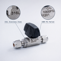 Vanne à boisseau sphérique en acier inoxydable SS316 de 12 mm de diamètre extérieur, raccords à compression à double ferrule