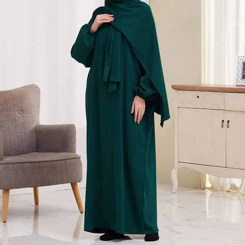 Commercio all'ingrosso 2023 medio oriente arabo Burqa Splicing Solid Robe Femme Color allentato modesto vestito Abaya delle donne musulmane con Hijab Jilbab