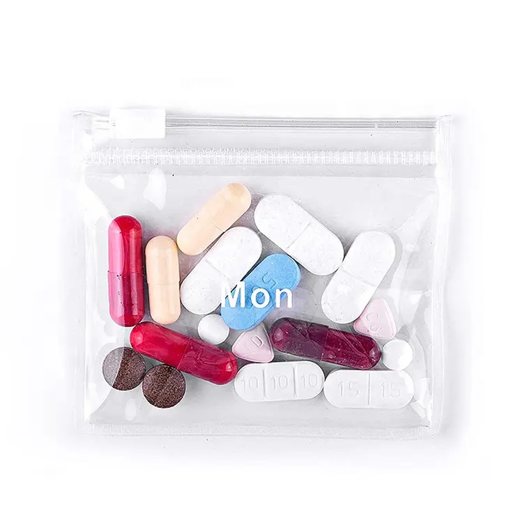 Tùy Chỉnh In Chống Oxy Hóa Không Thấm Nước Y Học Hàng Ngày Tái Sử Dụng Nhựa Mềm Pill Pouch Bag Đối Với Vitamin, Cod Gan Dầu