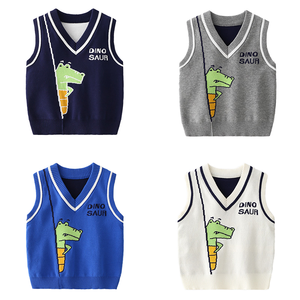 Dessin animé mignon dinosaure sans capuche décontracté coton mélangé gilet garçons <span class=keywords><strong>basket</strong></span> uniforme pull gilet à la mode sans capuche décontracté coton - Product Image 6