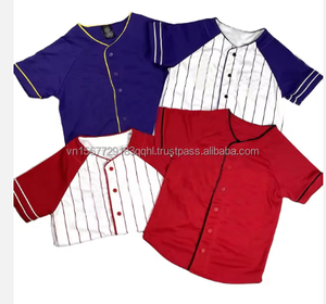 Ropa deportiva transpirable de béisbol y softbol de secado rápido personalizable con bordado retro y estampado de rayas lisas - Product Image 1