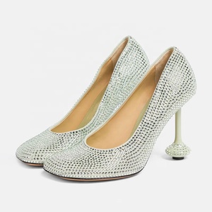 Zapatos de Tacón Bajo con Pedrería Brillante para Mujer, Zapatos de Vestir Elegantes con Tacón de Aguja y Punta Cuadrada con Diamantes - Product Image 3