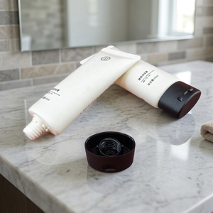 Tube ovale en plastique personnalisé pour crème de beauté, baume capillaire, avec bouchon à vis ovale noir pour après-shampoing - Product Image 1