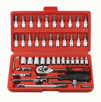 Jeu de 46 clés multifonctionnelles pour réparation automobile, boîte à outils manuelle universelle, petits outils à main, jeu de douilles inclus, vente en gros